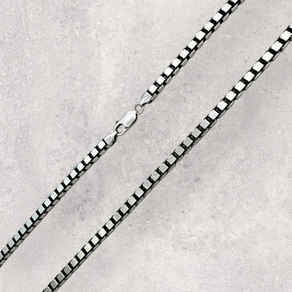 925 ITALY Sterling Silver 5mm Box Chain Men's Necklace - Picture 4 of 6